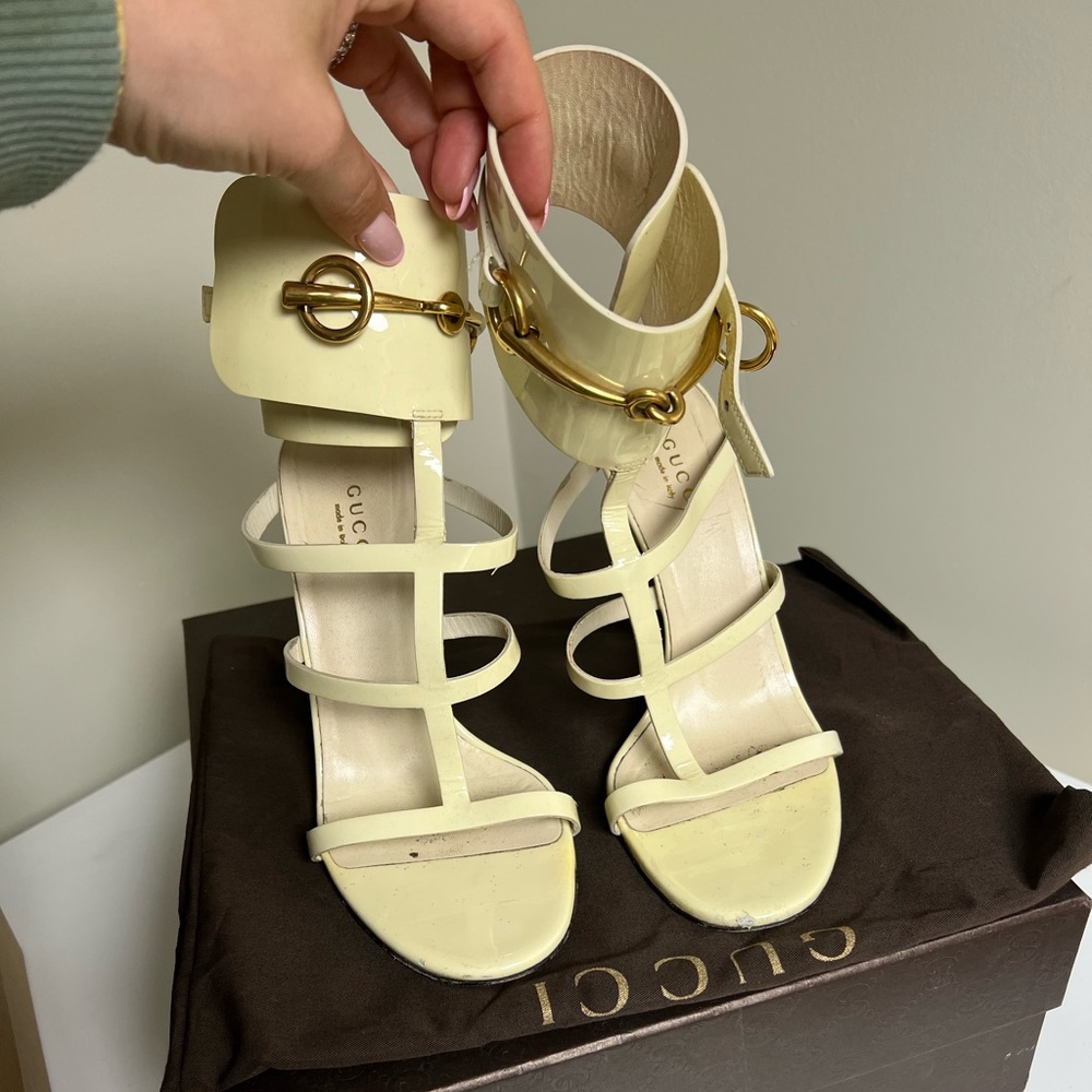 Gucci Vernice crystal heels